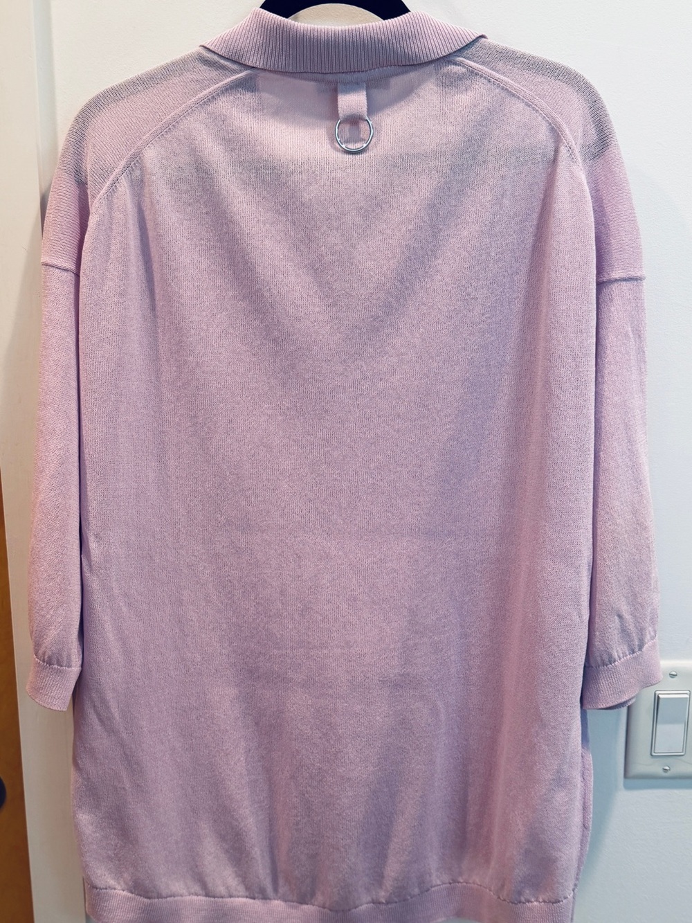 TIBI Crispy Viscose Sweater Easy Polo in Dusty Lavender - Picture 7 of 7